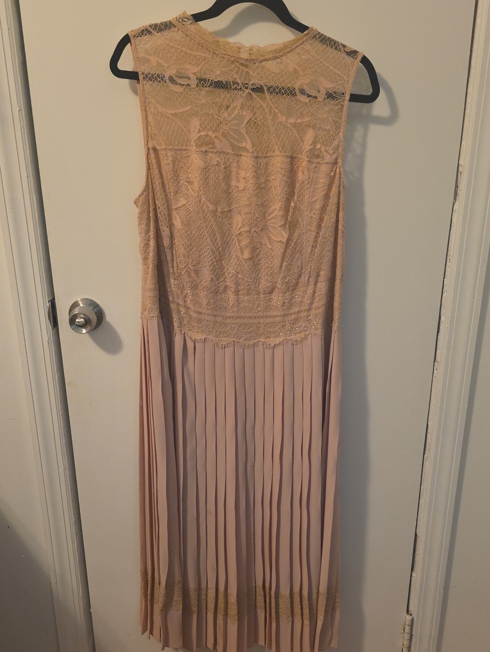Addition Elle Blush Lace Pleated Midi Dress